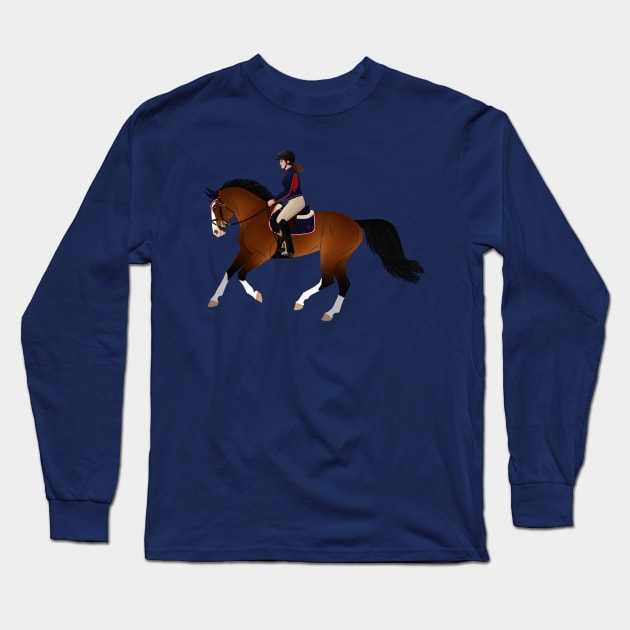 Bay English Horse and Rider - Equine Rampaige Long Sleeve T-Shirt by Equine Rampaige